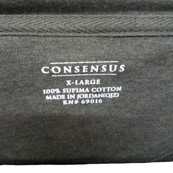 Consensus Mens Sz XL Green Solid Long Sleeve Collared Sweatshirt - Picture 2 of 10